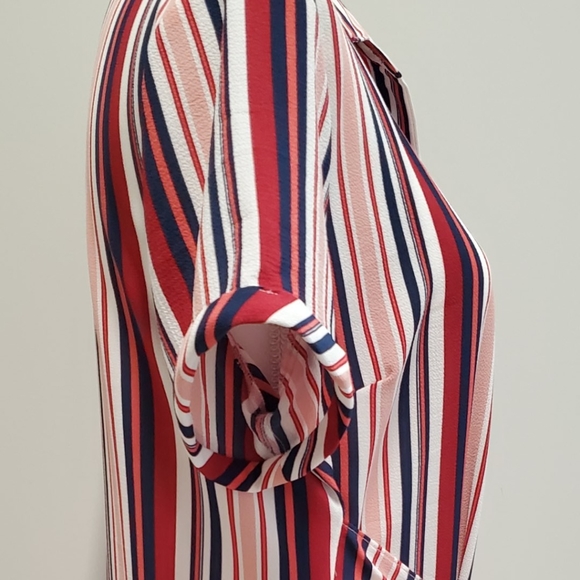 [AGB] Tie Front Stripe Dress - Picture 2 of 8